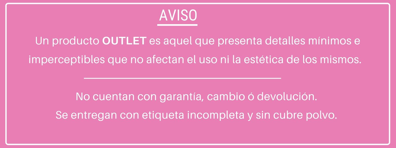 NOTA IMPORTANTE - OUTLET SUNDAR